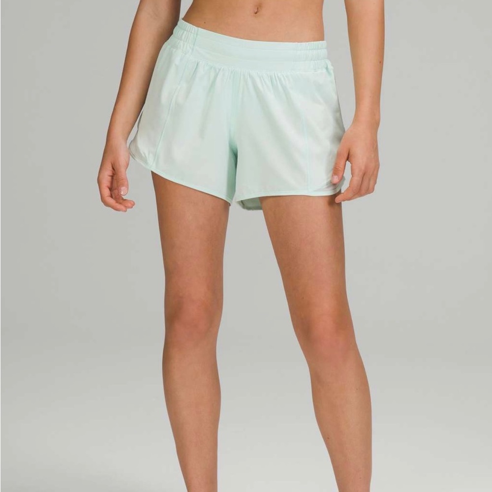 Lululemon Size 8 Tall, Hotty Hot, 4 inch, Delicate Mint Shorts